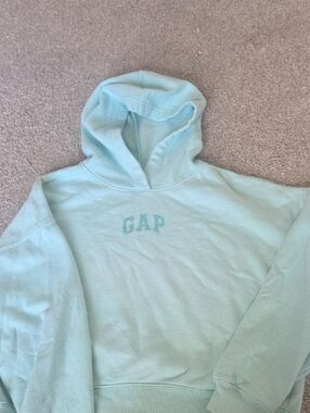 GAP Aqua Mint Pullover Cropped Logo Hoodie